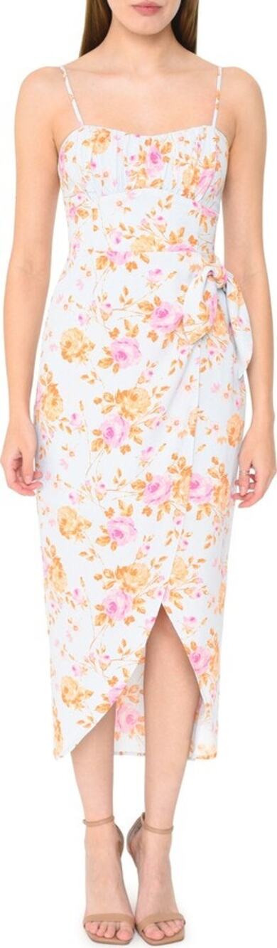 WAYF Women's Kimberly Floral Sleeveless Faux Wrap Midi Dress Size Medium
